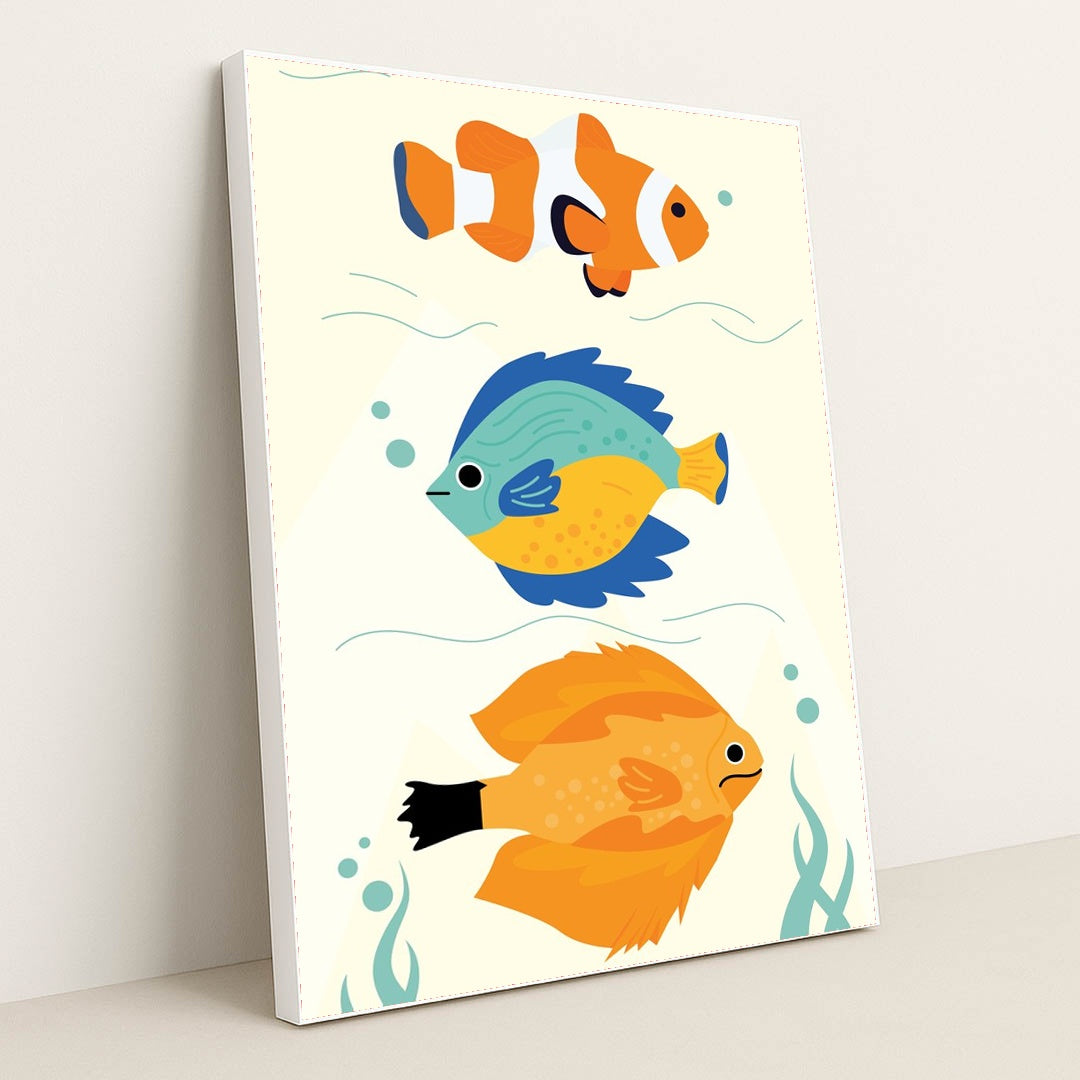 Couple of Fish in Water by Ayush Kumar - White Frame Stretchiez