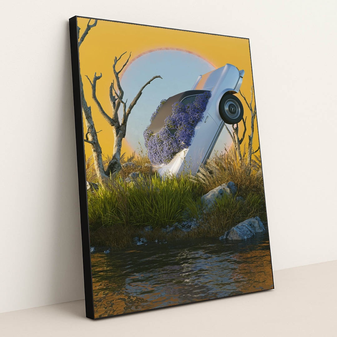 Floral Crash by CARTIST - Black Frame Stretchiez