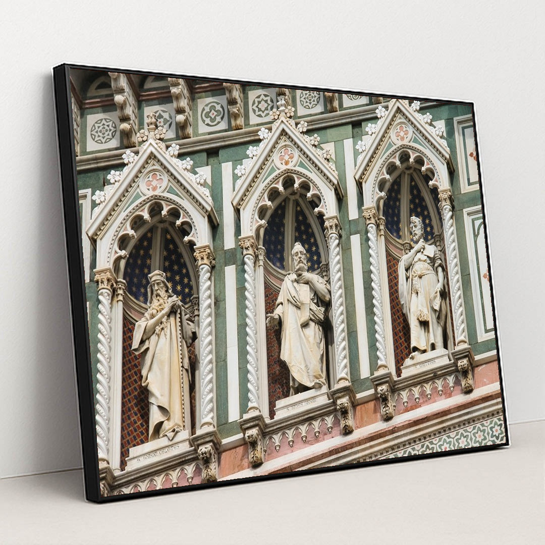 Architectural Splendor of Florence's Duomo Facade by Anonymous - Black Frame Stretchiez