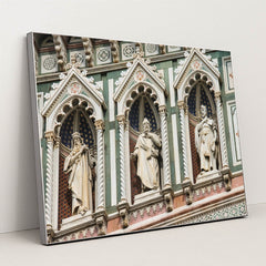 Architectural Splendor of Florence's Duomo Facade by Anonymous - Silver Frame Stretchiez