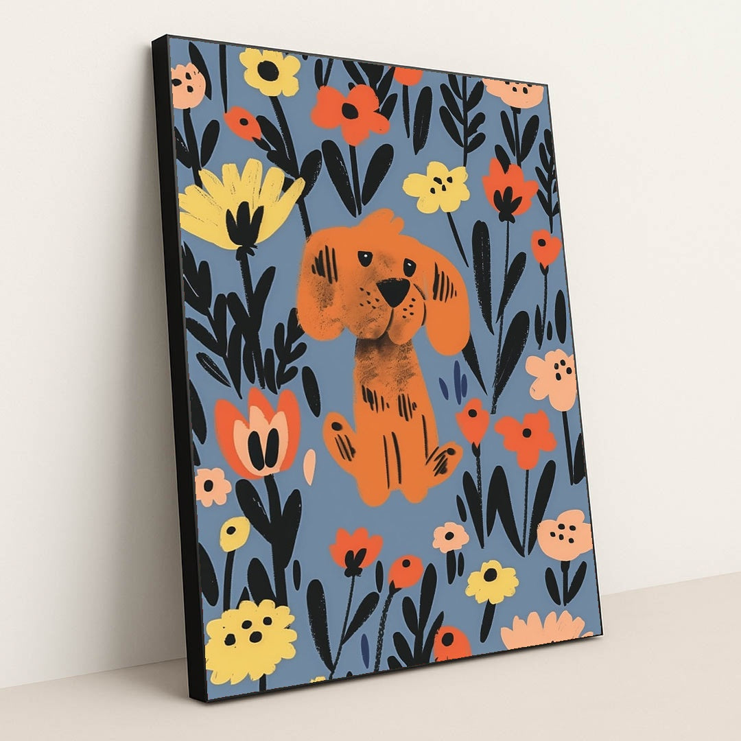 Flower Pup by Melissa King - Black Frame Stretchiez