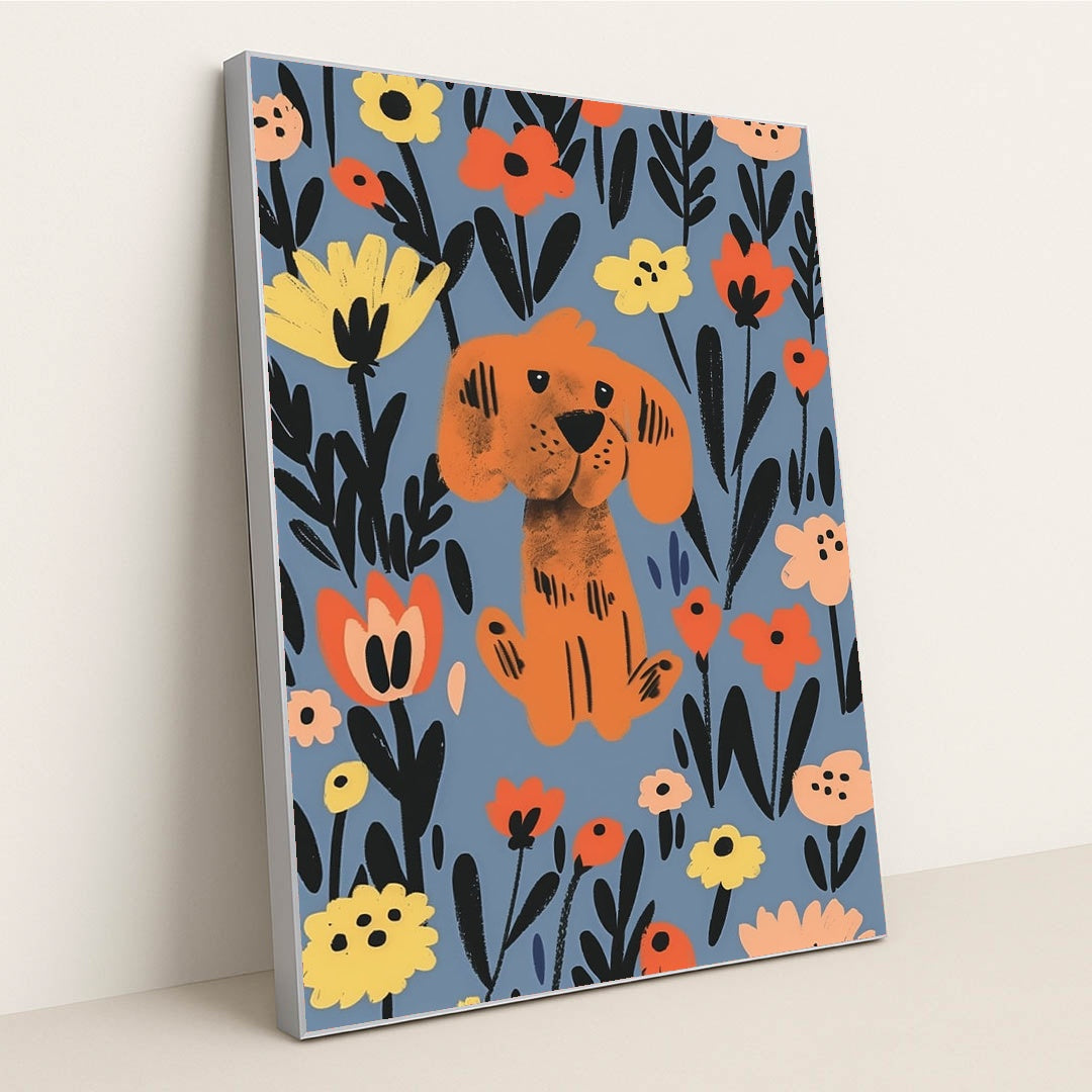 Flower Pup by Melissa King - Silver Frame Stretchiez