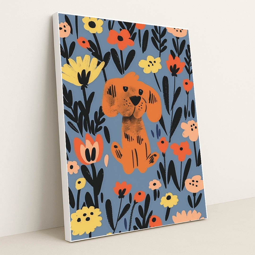 Flower Pup by Melissa King - White Frame Stretchiez