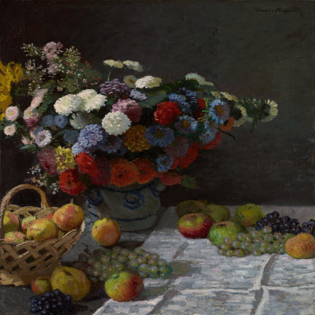 Claude Monet - Still Life with Flowers and Fruit (1869)