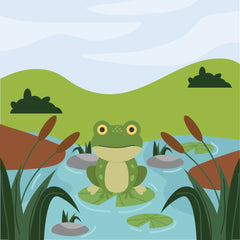 Putra Arif Munazar - A frog is sitting in a pond with lily pads