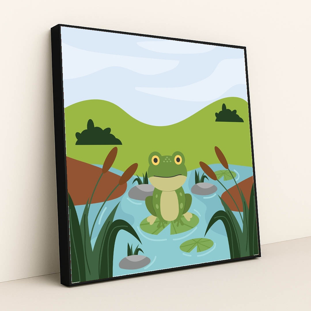 Frog in a Pond by Putra Arif Munazar - Black Frame Stretchiez