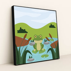 Frog in a Pond by Putra Arif Munazar - Black Frame Stretchiez