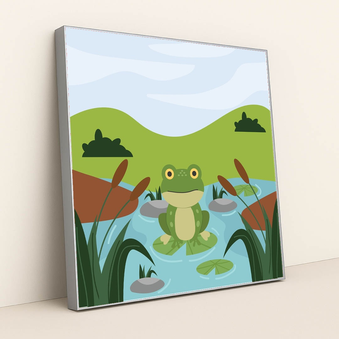 Frog in a Pond by Putra Arif Munazar - Silver Frame Stretchiez
