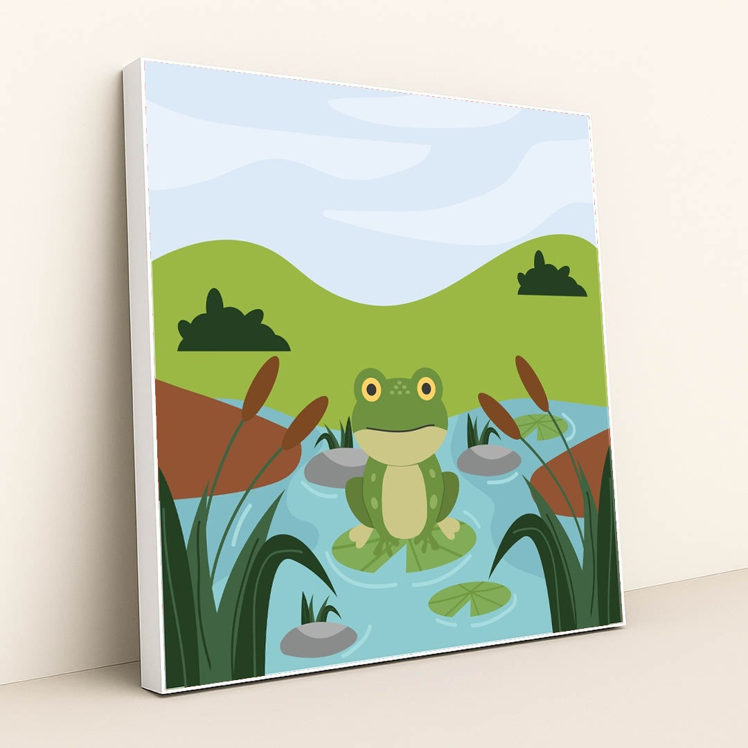 Frog in a Pond by Putra Arif Munazar - White Frame Stretchiez