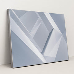 Geometric Serenity in Blue and Grey by David Yu - Silver Frame Stretchiez