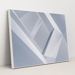 Geometric Serenity in Blue and Grey by David Yu - White Frame Stretchiez