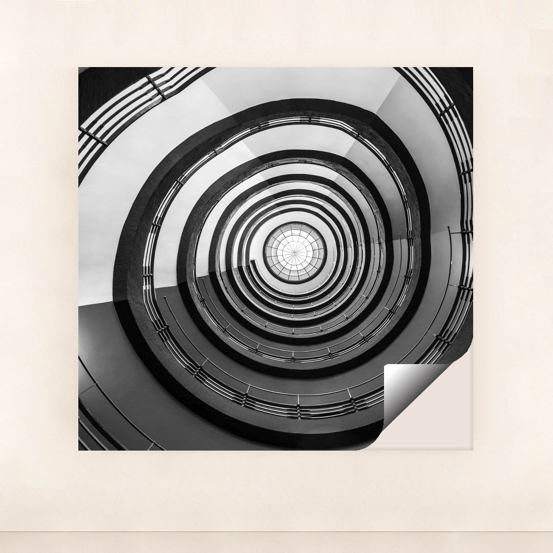 Geometric Spiral Staircase in Monochrome by Wolfgang Weiser - Peeliez