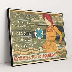 Marque Georges Richard, Cycles & Automobiles (1899) by Eugène Grasset - Black Frame Stretchiez