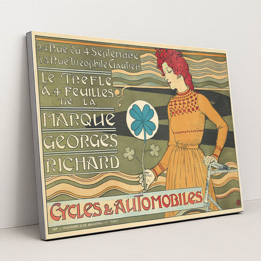 Marque Georges Richard, Cycles & Automobiles (1899) by Eugène Grasset - Silver Frame Stretchiez