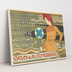 Marque Georges Richard, Cycles & Automobiles (1899) by Eugène Grasset - White Frame Stretchiez