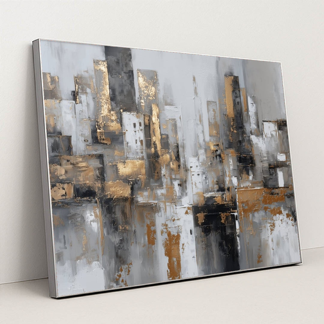 Gilded Horizons by Damian Chan - Silver Frame Stretchiez