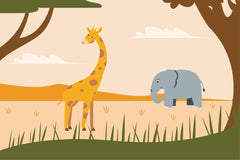 Silverfork Studio - A giraffe and an elephant standing in a field