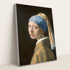 Girl with a Pearl Earring by Johannes Vermeer - Silver Frame Stretchiez