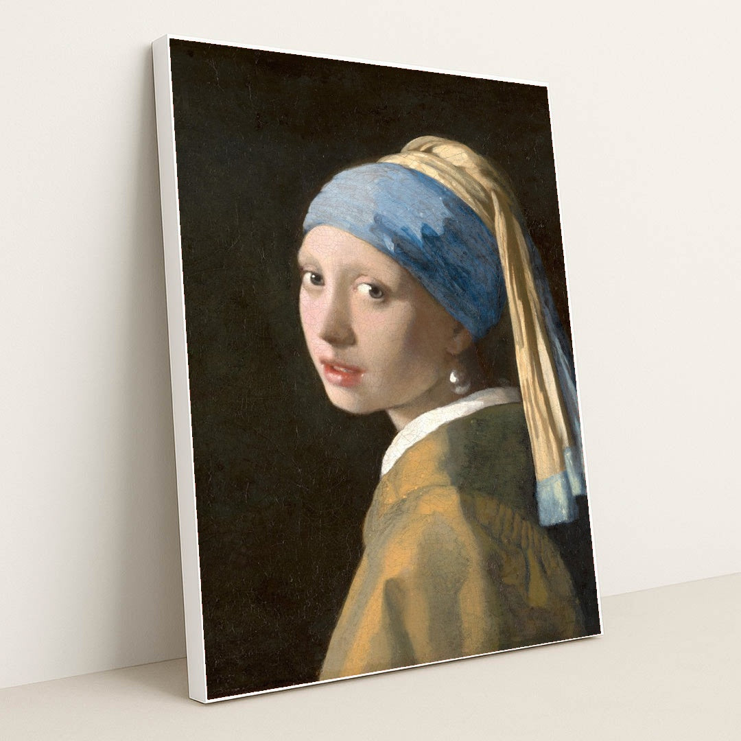 Girl with a Pearl Earring by Johannes Vermeer - White Frame Stretchiez