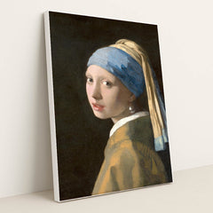 Girl with a Pearl Earring by Johannes Vermeer - White Frame Stretchiez