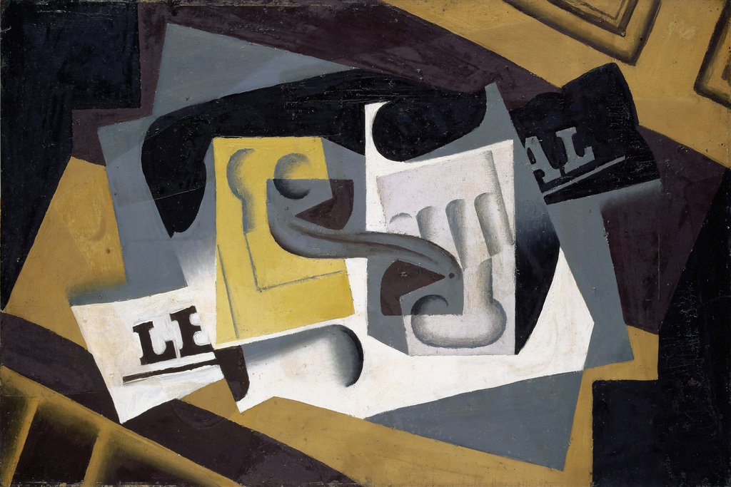 Glass and Newspaper (1917) by Juan Gris
