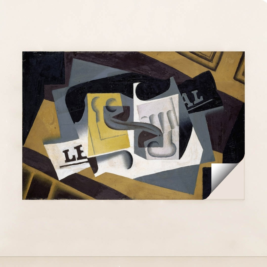 Glass and Newspaper (1917) by Juan Gris - Peeliez