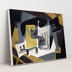 Glass and Newspaper (1917) by Juan Gris - White Frame Stretchiez