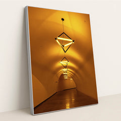Glowing Geometry in a Dim Tunnel by Adrian Newell - Silver Frame Stretchiez