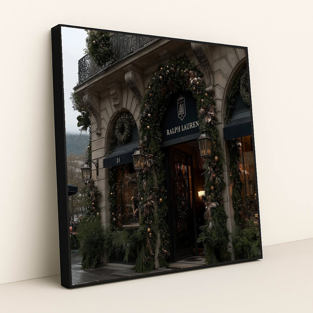 Gold Bows on the Boulevard by Jessica A - Black Frame Stretchiez