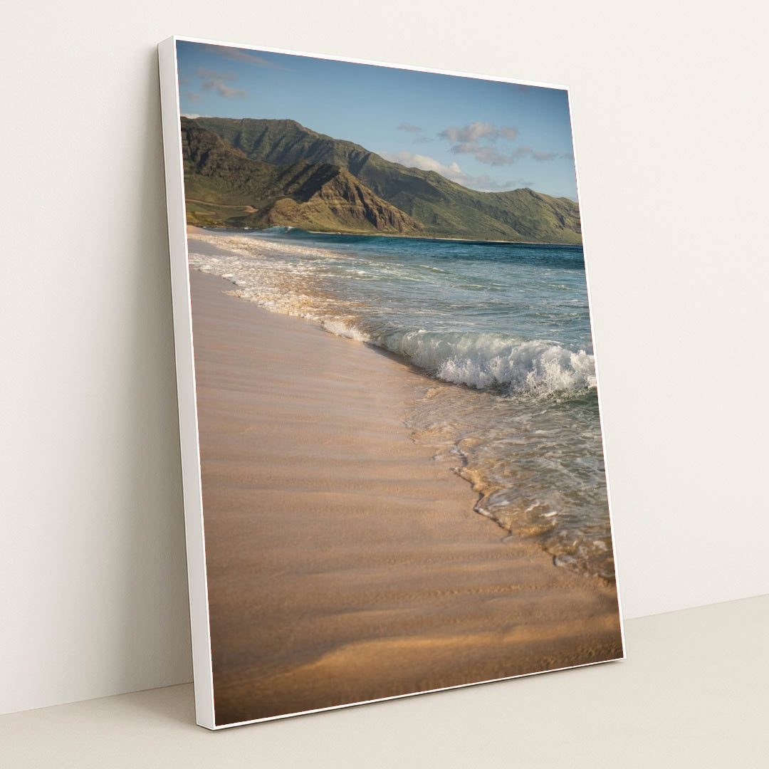 Golden Coastline Waves by Tasha Marie - White Frame Stretchiez