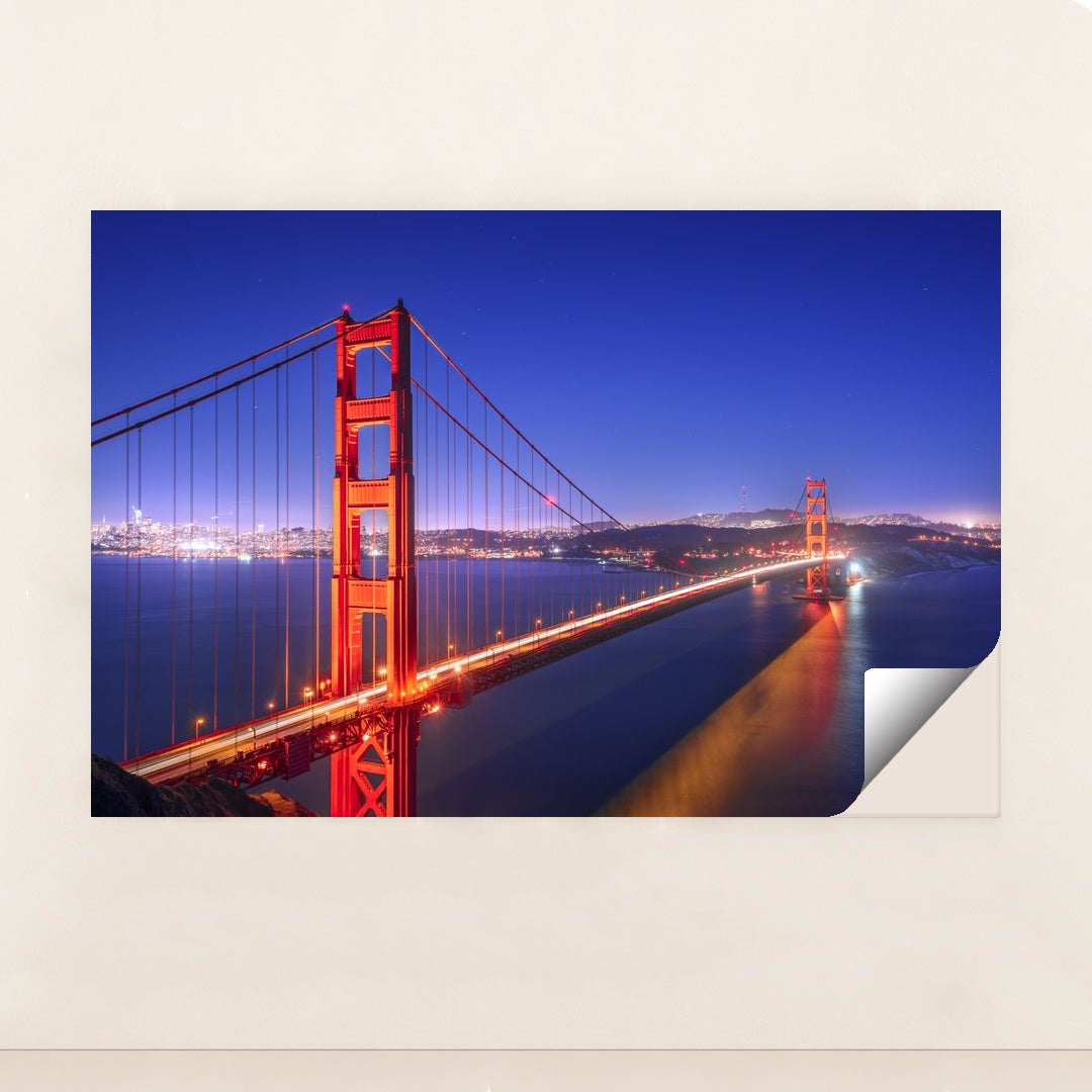 Illuminated Golden Gate Bridge: A Nighttime San Francisco Icon by Anonymous - Peeliez