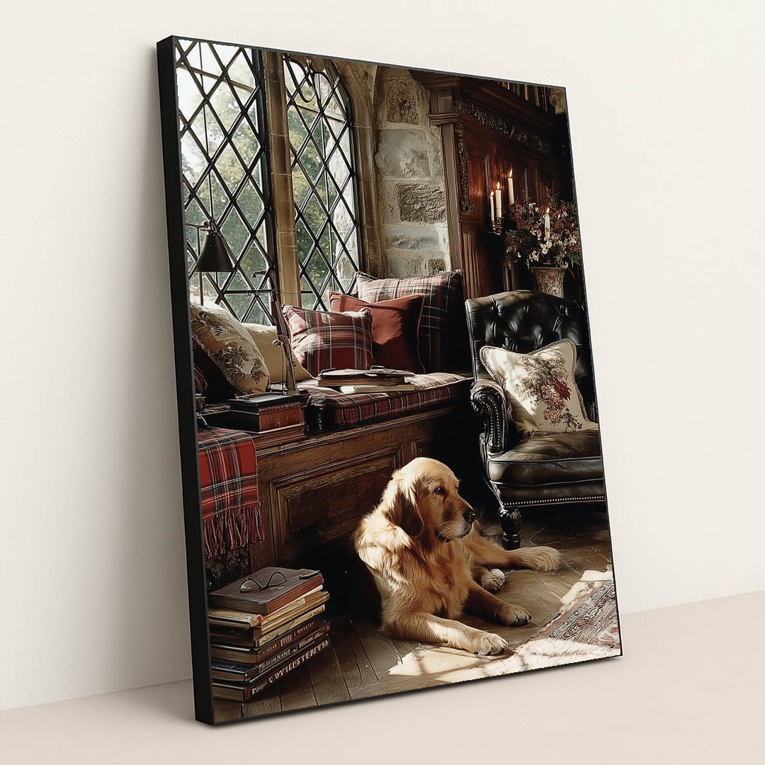 Golden Hour in the Library by Jessica A - Black Frame Stretchiez