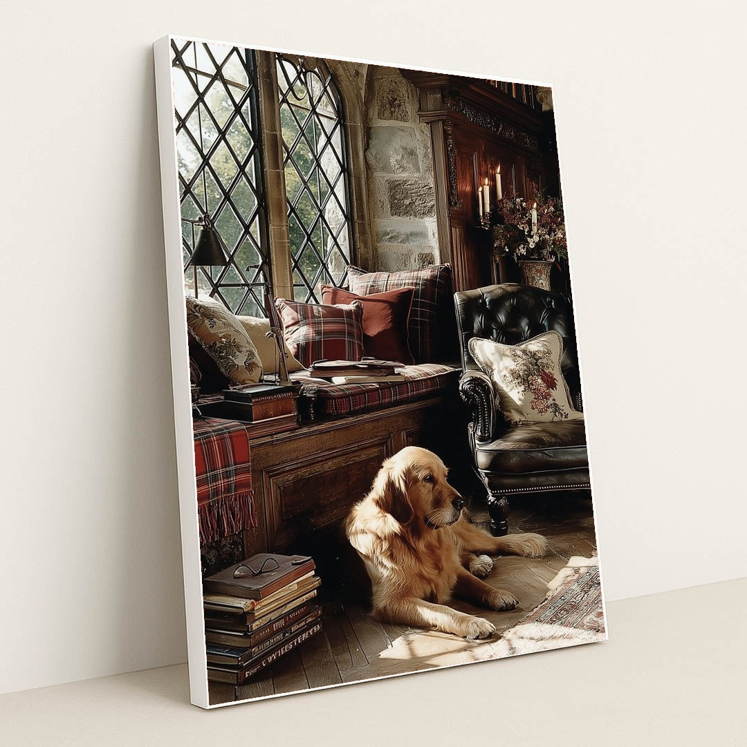 Golden Hour in the Library by Jessica A - White Frame Stretchiez