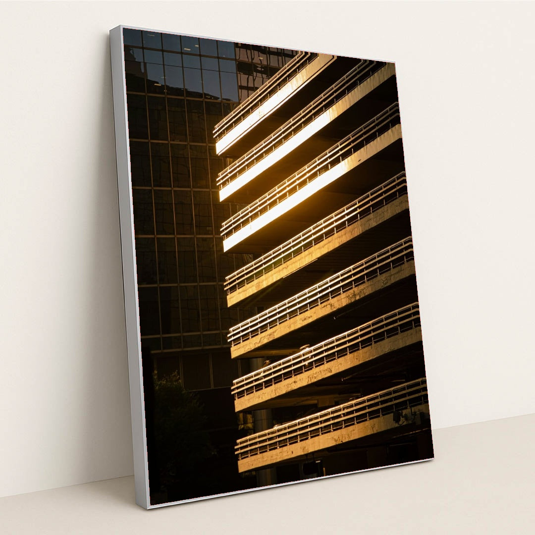 Golden Urban Layers by Dmytro Yarish - Silver Frame Stretchiez