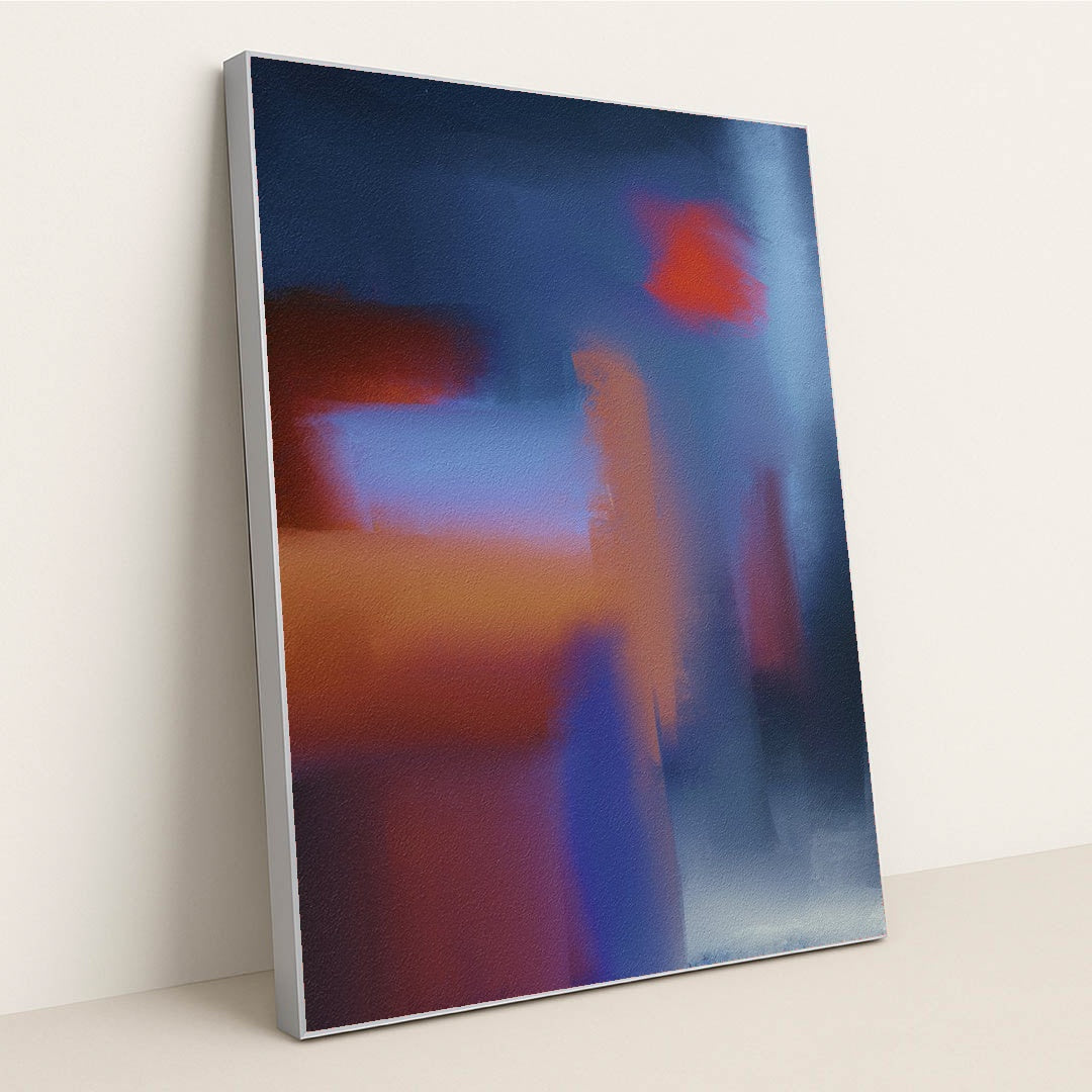 Vivid Gradient in Blue, Red, and Orange Hues by Steve Johnson - Silver Frame Stretchiez