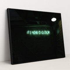 It's Now O' Clock Neon Sign by Freitas Junior - Black Frame Stretchiez
