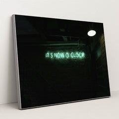 It's Now O' Clock Neon Sign by Freitas Junior - Silver Frame Stretchiez