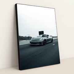 Grey Porsche 911 GT3 in Motion by Jaime Castrillon - Black Frame Stretchiez