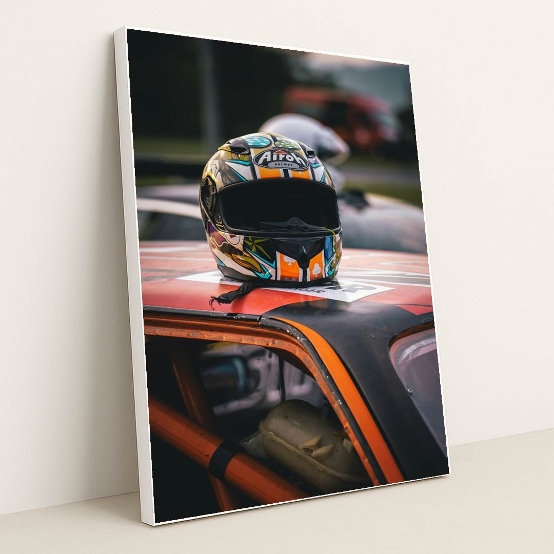 Grid Ready – Airoh Lid on Steel by Nejc Soklič - White Frame Stretchiez
