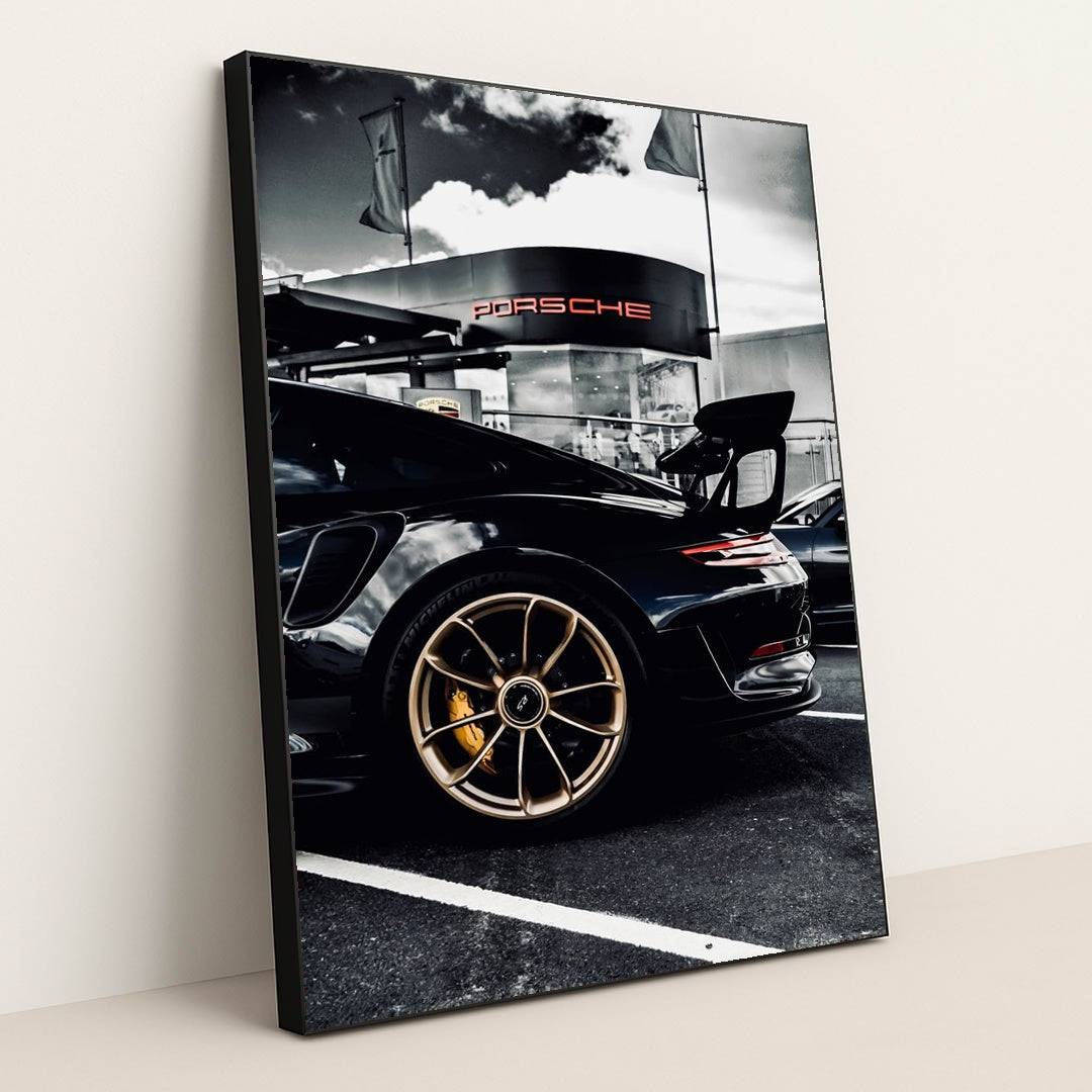 GT2 Outside Porsche by Sam Pearce-Warrilow - Black Frame Stretchiez