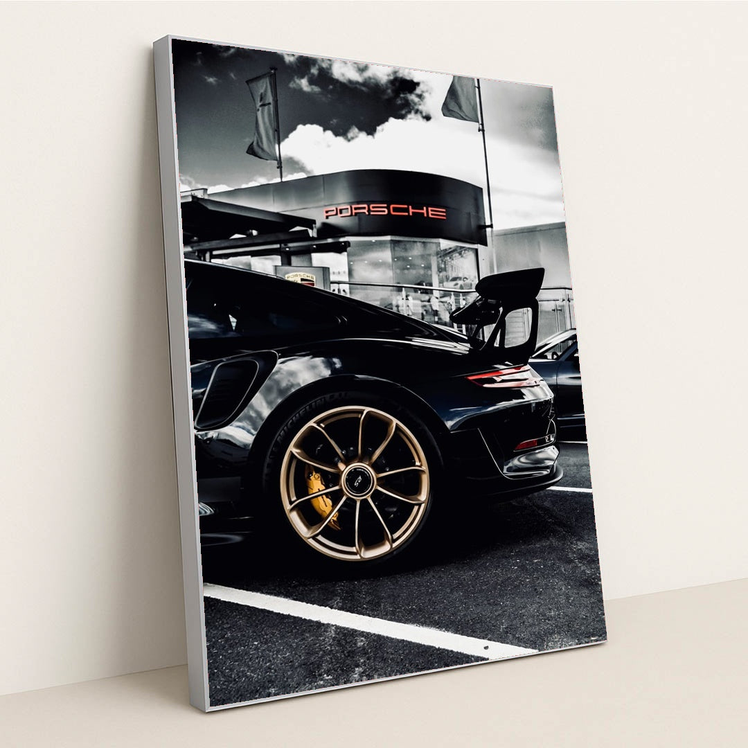 GT2 Outside Porsche by Sam Pearce-Warrilow - Silver Frame Stretchiez