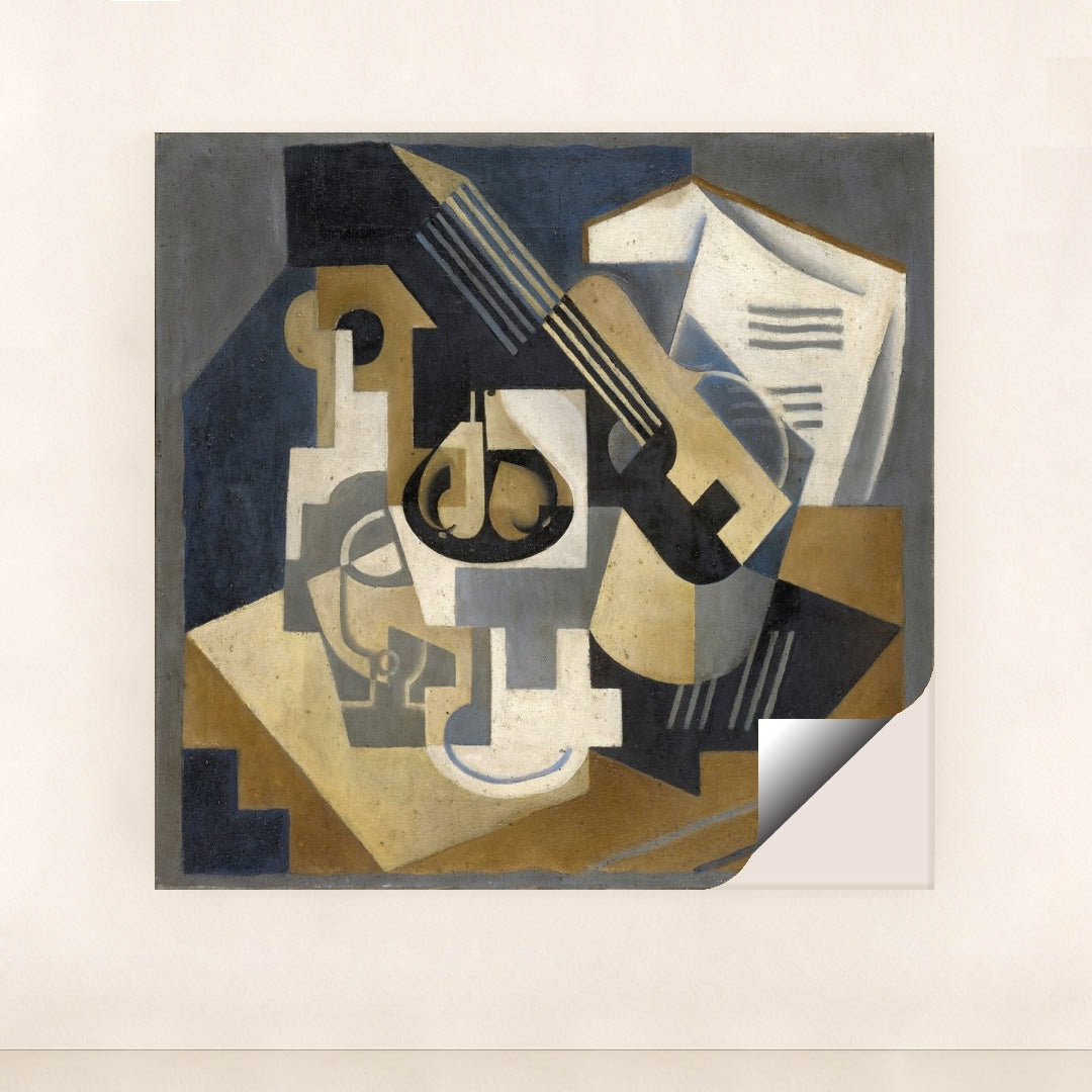 Guitar and Fruit Bowl on a Table (Guitar and Fruit Bowl) (1917) by Juan Gris - Peeliez