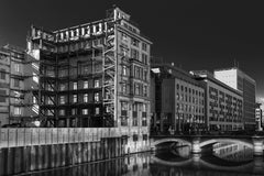 Hamburg Canal: A Grayscale Journey by Wolfgang Weiser