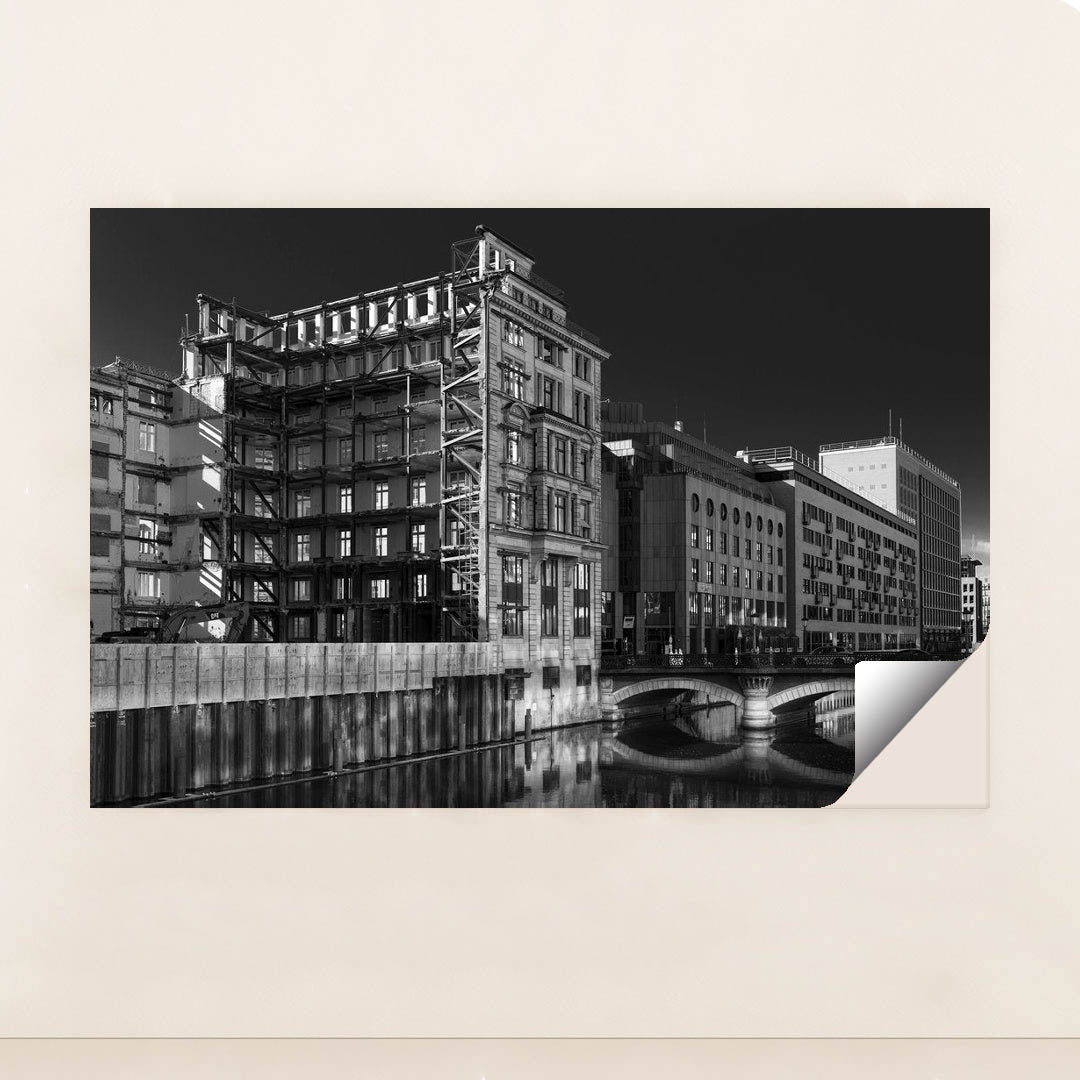 Hamburg Canal: A Grayscale Journey by Wolfgang Weiser - Peeliez