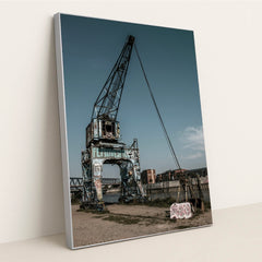 Vibrant Graffiti on Hamburg's Crane by Wolfgang Weiser - Silver Frame Stretchiez