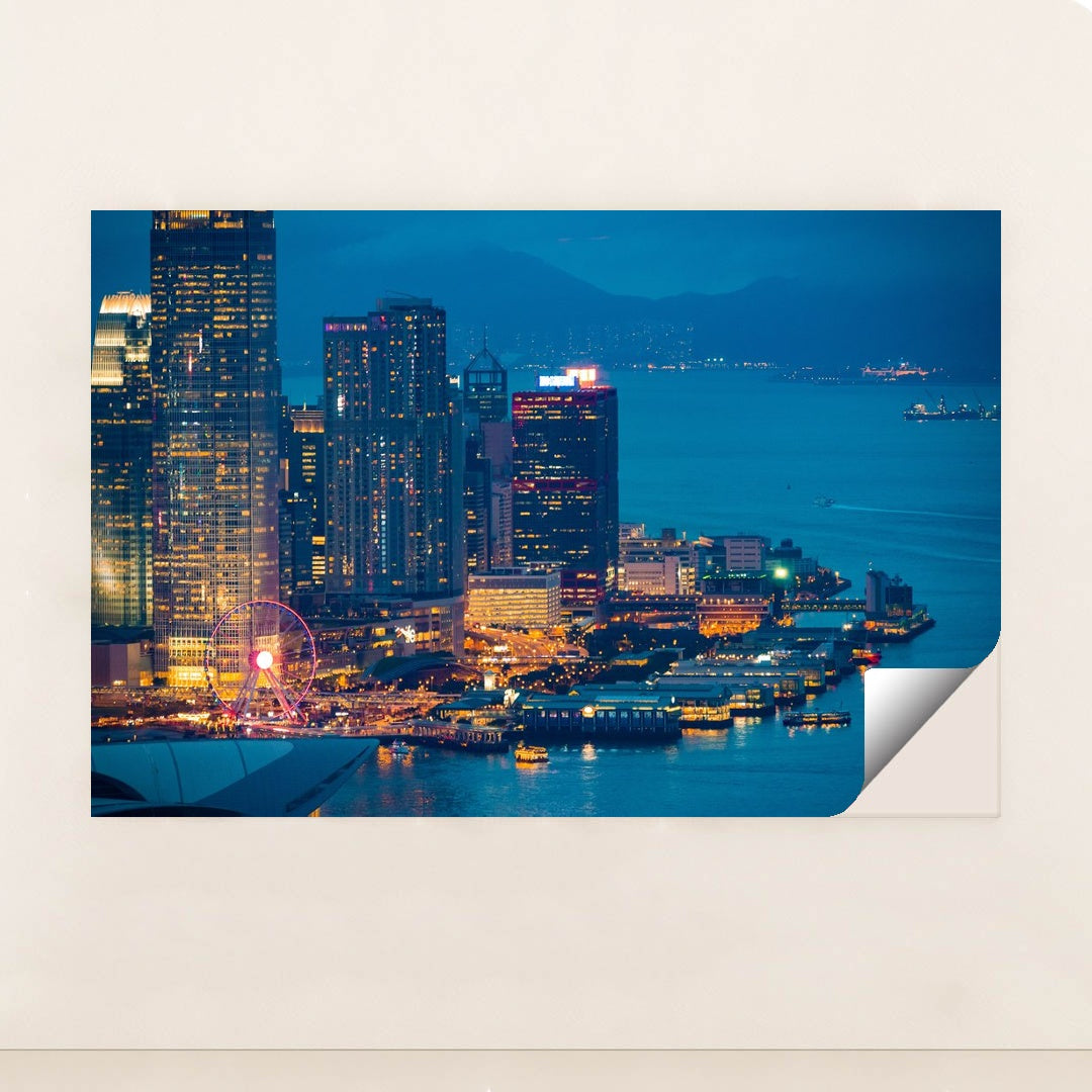 Stunning Night View of Hong Kong from the Mountains by Anonymous - Peeliez