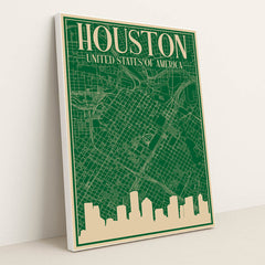 Houston Urban Blueprint Map by Anonymous - White Frame Stretchiez