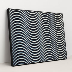Hypnotic Black and White Wave Motif by Tim Mossholder - Black Frame Stretchiez
