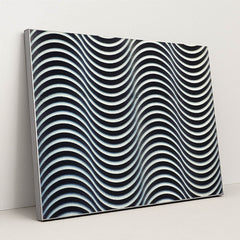 Hypnotic Black and White Wave Motif by Tim Mossholder - Silver Frame Stretchiez