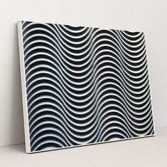 Hypnotic Black and White Wave Motif by Tim Mossholder - White Frame Stretchiez